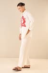 Buy_Shivani Bhargava_Ivory Cotton Printed Rose Collared Dream Shirt And Pant Set 