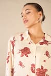 Buy_Shivani Bhargava_Red Bemberg Satin Print Vintage Rose Collar Neck Shirt _Online_at_Aza_Fashions