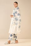 Shivani Bhargava_Blue Kurta And Dupatta Chanderi Pintucked Floral Odyssey Straight Pant Set _at_Aza_Fashions