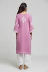 Shop_Khwaab by Sanjana Lakhani_Purple Cotton Embroidered Chikankari U Neck Kurta With Dupatta _at_Aza_Fashions