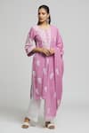 Buy_Khwaab by Sanjana Lakhani_Purple Cotton Embroidered Chikankari U Neck Kurta With Dupatta _Online_at_Aza_Fashions