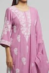 Khwaab by Sanjana Lakhani_Purple Cotton Embroidered Chikankari U Neck Kurta With Dupatta _at_Aza_Fashions