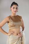 Shop_Sheela Suthar_Gold Handwoven Pure Tissue Halter Arka Zari Saree Blouse_Online_at_Aza_Fashions