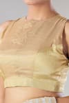 Shop_Sheela Suthar_Gold Handwoven Pure Tissue Halter Two Toned Sira Zari Saree Blouse_Online_at_Aza_Fashions