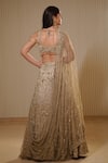 Shop_Mehul Gupta_Gold Silk Satin Embroidery Sequins V Neck Shimmery Hour Bridal Lehenga Set _at_Aza_Fashions