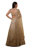 Mehul Gupta_Gold Silk Satin Embroidery Sequins V Neck Shimmery Hour Bridal Lehenga Set _Online_at_Aza_Fashions