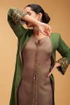 Shop_RIRASA_Green Venus Silk Embroidery Bloom Open Neck Suchi Cape_Online_at_Aza_Fashions