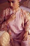 RIRASA_Pink Tissue Print Blossom Open Neck Shikhar Cape_Online_at_Aza_Fashions