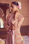 Shop_RIRASA_Pink Tissue Print Blossom Open Neck Shikhar Cape_Online_at_Aza_Fashions