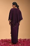 Shop_RIRASA_Purple Apricot Embroidery Petal Bloom Open Neck Garuda Cape_at_Aza_Fashions