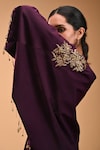 Buy_RIRASA_Purple Apricot Embroidery Petal Bloom Open Neck Garuda Cape_Online_at_Aza_Fashions