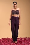 Shop_RIRASA_Purple Apricot Embroidery Petal Bloom Sweetheart Neck Garuda Bustier_at_Aza_Fashions