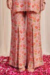 Shop_RIRASA_Pink Tissue Printed Floral Round Neck Sandash Kurta And Flared Pant Set_Online_at_Aza_Fashions