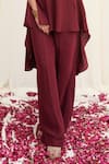 Buy_RIRASA_Maroon Crepe Embroidery Sequin Round High Neck Kangul Placement Top And Pant Set _Online_at_Aza_Fashions