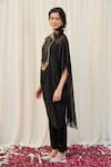 RIRASA_Black Organza Embroidery Sequin Round Neck Keelak Yoke Kurta And Pant Set _at_Aza_Fashions