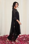 RIRASA_Black Georgette Embellished Sequin Round Utsanga Draped Dress _Online_at_Aza_Fashions