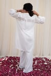 Shop_RIRASA_White Georgette Embellished Sequin Front Tie Kapitha High-low Shirt With Pant _at_Aza_Fashions