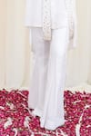 RIRASA_White Georgette Embellished Sequin Front Tie Kapitha High-low Shirt With Pant _Online_at_Aza_Fashions