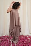 Buy_RIRASA_Pink Georgette Embellished Sequin Round Sandamsha Asymmetric Tunic With Pant _at_Aza_Fashions