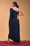 Rirasa_Blue Beads One Shoulder, Asymmetric Aralam Maxi Dress _Online_at_Aza_Fashions
