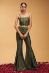 RIRASA_Green Tissue Embroidered Floral Notched Shakatam Jacket Sharara Set_Online_at_Aza_Fashions