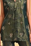 Buy_RIRASA_Green Tissue Embroidered Floral V Neck Shakatam Sleeveless Jacket _Online_at_Aza_Fashions