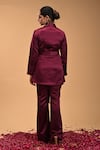 RIRASA_Purple Armani Satin Embroidered Floral Notched Swastikam Top And Pant Set _Online_at_Aza_Fashions