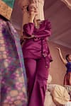 Buy_RIRASA_Purple Armani Satin Embroidered Floral Notched Swastikam Top And Pant Set _Online_at_Aza_Fashions