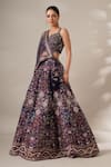 Buy_Chaashni by Maansi and Ketan_Purple Lehenga And Blouse Silk Embellished Sequins Floral Chevron Printed Set _at_Aza_Fashions