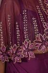 Buy_Chaashni by Maansi and Ketan_Purple Lycra Embellished Sequins Solid Lehenga Saree Asymmetric Cape Set _Online_at_Aza_Fashions