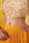 Buy_Chaashni by Maansi and Ketan_Yellow Georgette Embellished Sequin Cape Open Solid Pleated Lehenga Set_Online_at_Aza_Fashions