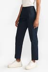 Buy_PERONA_Blue Cotton Solid Alessia Pant _Online_at_Aza_Fashions