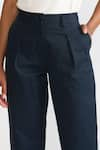 Shop_PERONA_Blue Cotton Solid Alessia Pant _Online_at_Aza_Fashions