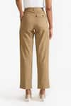 Buy_PERONA_Brown Cotton Solid Alessia Front Pleat Pant 