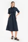 Buy_PERONA_Blue Cotton Solid Collared Ambrose Shirt Dress _at_Aza_Fashions