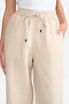 PERONA_Beige Cotton Solid Amora Trouser _at_Aza_Fashions