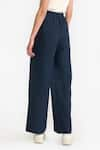 Shop_PERONA_Blue Cotton Solid Amora Flared Trouser _at_Aza_Fashions