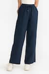 PERONA_Blue Cotton Solid Amora Flared Trouser _Online_at_Aza_Fashions