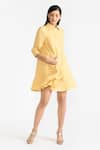 Shop_PERONA_Yellow Cotton Stripe Collared Annabeth Pattern Shirt Dress 