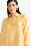 Buy_PERONA_Yellow Cotton Stripe Collared Annabeth Pattern Shirt Dress _Online