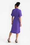 Shop_PERONA_Purple Cotton Solid Band Collar Annie Shirt Dress _at_Aza_Fashions