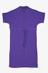 Buy_PERONA_Purple Cotton Solid Band Collar Annie Shirt Dress 