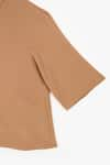 Buy_PERONA_Brown Cotton Solid Collared Blaire Asymmetric Shirt _Online