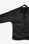 PERONA_Black Cotton Solid Collared Cynthia Shirt _Online_at_Aza_Fashions