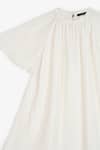 Buy_PERONA_White Cotton Stripe Crew Neck Georgia Bell Sleeve Short Dress_Online_at_Aza_Fashions