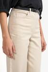 PERONA_Beige Cotton Plain Juliette Barrel Pant _at_Aza_Fashions