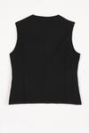 PERONA_Black Cotton Plain V Neck Maia Vest _Online_at_Aza_Fashions