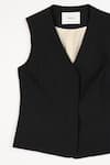 PERONA_Black Cotton Plain V Neck Maia Vest _Online