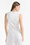 Shop_PERONA_Ivory Cotton Plain V Neck Maia Vest _at_Aza_Fashions