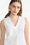 Buy_PERONA_Ivory Cotton Plain V Neck Maia Vest 